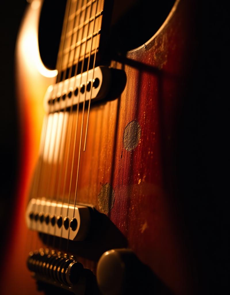 Vintage sunburst electric guitar close-up